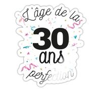 Spreadshirt 30 Ans L'âge de la Perfection Cadeau Anniversaire Humour 30 Ans Autocollant/Sticker, 10 x 10 cm, blanc brillant
