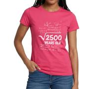 Spreadshirt 50 Ans Cadeau Anniversaire Mathématiques Racine Carrée de 2500 T Shirt Femme, L, Rose azalée