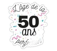 Spreadshirt 50 Ans L'âge de la Perfection Cadeau Anniversaire Humour 50 Ans Autocollant Sticker, 10 x 10 cm, blanc brillant