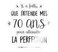 Spreadshirt 70 Ans Pour Atteindre la Perfection Cadeau Anniversaire 70 Ans Autocollant/Sticker, 10 x 10 cm, brillant transparent