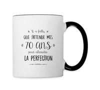 Spreadshirt 70 Ans Pour Atteindre la Perfection Cadeau Anniversaire 70 Ans Mug Bicolore, taille unique, blanc/noir