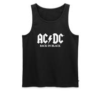 Spreadshirt AC/DC Back in Black Album Logo Blanc Débardeur Homme Bio, L, Noir