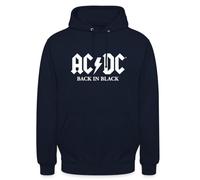 Spreadshirt AC/DC Back in Black Album Logo Blanc Sweat À Capuche Unisexe, XXL, Marine