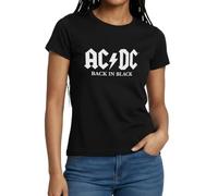 Spreadshirt AC/DC Back in Black Album Logo Blanc T Shirt Femme