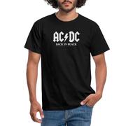 Spreadshirt AC/DC Back in Black Album Logo Blanc T-Shirt Homme, M, Noir
