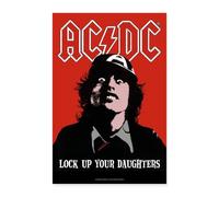 Spreadshirt AC/DC Logo Angus Young Lock Up Your Daughters Poster 60x90 cm, taille unique, blanc