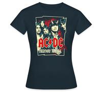 Spreadshirt AC/DC Logo Highway to Hell Album Rétro T Shirt Femme, S, Marine