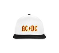 Spreadshirt AC/DC Logo Poitrine en Rouge Et Jaune Casquette Snapback, Taille Unique, Blanc/Noir
