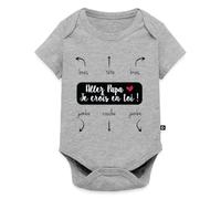 Spreadshirt Allez Papa Je Crois En Toi Mode D'Emploi Cadeau Naissance Body Manches Courtes Bébé Bio, 62 (2-3 mois), gris chiné