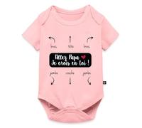 Spreadshirt Allez Papa Je Crois En Toi Mode D'Emploi Cadeau Naissance Body Manches Courtes Bébé Bio, 62 (2-3 mois), rose