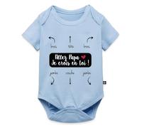 Spreadshirt Allez Papa Je Crois En Toi Mode D'Emploi Cadeau Naissance Body Manches Courtes Bébé Bio, 92 (1,5-2 ans), bleu clair