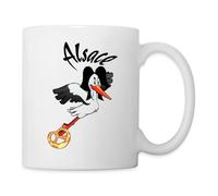 Spreadshirt Alsace Cigogne Bretzel Humour Alsace Cadeau Région Mug Blanc, taille unique, blanc