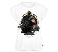 Spreadshirt Animaux Fantastiques Niffleurs Mignon Nifflers T-Shirt À Manches Retroussées Femme, XXL, Blanc