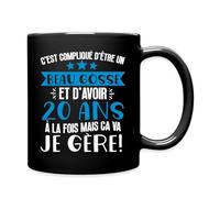 Spreadshirt Anniversaire 20 Ans Beau Gosse Je Gère Cadeau Humour Tasse Mug, taille unique, noir
