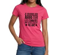 Spreadshirt Anniversaire 40 Ans Arrêter Les Conneries Idee Cadeau 40 Ans T Shirt Femme, XXL, Rose azalée