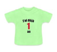Spreadshirt Anniversaire J'Ai Déjà 1 an T-Shirt Bio Bébé, 12-18 Mois, Vert Menthe