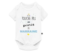 Spreadshirt Annonce Grossesse - Cadeau Humoristique Marraine - Prince de Marraine Body Manches Courtes Bébé Bio, 92 (1,5-2 ans), blanc
