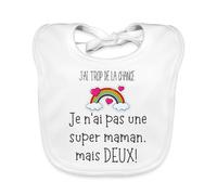 Spreadshirt® Annonce Grossesse d'une Famille Homoparentale - LGBT/LGBTQA+ - Cadeau Naissance Bavoir Bio Bébé, blanc