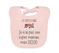 Spreadshirt® Annonce Grossesse d'une Famille Homoparentale - LGBT/LGBTQA+ - Cadeau Naissance Bavoir Bio Bébé, rose