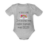 Spreadshirt Annonce Grossesse d'une Famille Homoparentale - LGBT/LGBTQA+ - Cadeau Naissance Body Bébé Bio Manches Courtes, 68 (3-6 mois), gris chiné