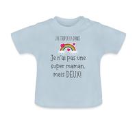 Spreadshirt Annonce Grossesse d'une Famille Homoparentale - LGBT/LGBTQA+ - Cadeau Naissance T-Shirt Bio Bébé, 6-12 Mois, Bleu Clair