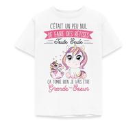 Spreadshirt Annonce Grossesse Originale - Future Grande Sœur - Licorne Mignon T Shirt Enfant, 110/116 (5-6 Ans), Blanc