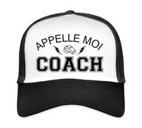 Spreadshirt Appelle Moi Coach Casquette Trucker, Taille Unique, Blanc/Noir
