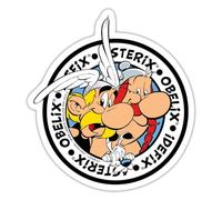 Spreadshirt Astérix & Obélix Á l'Aventure Avec Idéfix Autocollant Sticker, 10 x 10 cm, blanc mat