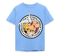 Spreadshirt Astérix & Obélix Á L'Aventure avec Idéfix T Shirt Ado, 152/164 (12-14 Ans), Bleu Ciel