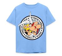 Spreadshirt Astérix & Obélix Á L'Aventure avec Idéfix T Shirt Enfant, 110/116 (5-6 Ans), Bleu Ciel
