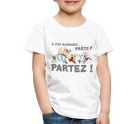 Spreadshirt Astérix & Obélix À Vos Marques Prêts Partez Sport Drôle T-Shirt Premium Enfant, 110/116 (4 Ans), Blanc