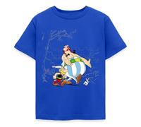 Spreadshirt Astérix & Obélix avec Idéfix dans La Nature T-Shirt Enfant, 98/104 (3-4 Ans), Bleu Royal