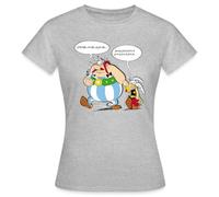 Spreadshirt Astérix & Obélix Boudeur Dispute Grincheux T-Shirt Femme, XXL, Gris chiné
