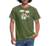 Spreadshirt Astérix & Obélix Boudeur Dispute Grincheux T-Shirt Homme, M, Vert Militaire