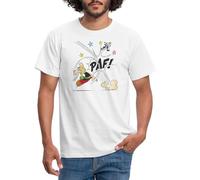Spreadshirt Astérix & Obélix Coup De Poing Paf Humoristique T Shirt Homme, L, Blanc