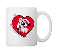 Spreadshirt Astérix & Obélix Cœur Idéfix Amoureux Idée Cadeau Saint Valentin Mug Blanc, taille unique, blanc