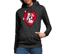 Spreadshirt Astérix & Obélix Cœur Idéfix Amoureux Idée Cadeau Saint Valentin Sweat À Capuche Femme, L, Charbon