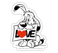 Spreadshirt Astérix & Obélix d'Idéfix Amour Cadeau Saint-Valentin Autocollant Sticker, 10 x 10 cm, blanc mat