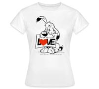 Spreadshirt Astérix & Obélix d'Idéfix Amour Cadeau Saint-Valentin T Shirt Femme, S, Blanc