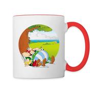 Spreadshirt Astérix & Obélix Font Une Sieste Mug Bicolore, taille unique, blanc/rouge