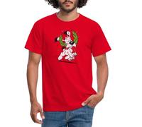 Spreadshirt Astérix & Obélix Idéfix avec Laurier BD Chien Drôle T Shirt Homme, L, Rouge