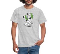 Spreadshirt Astérix & Obélix Idéfix avec Laurier BD Chien Drôle T Shirt Homme, XXL, Gris chiné