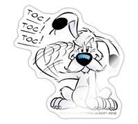 Spreadshirt Astérix & Obélix Idéfix Frappe Toc Toc Toc Autocollant Sticker, 10 x 10 cm, blanc brillant
