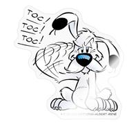 Spreadshirt Astérix & Obélix Idéfix Frappe Toc Toc Toc Autocollant Sticker, 10 x 10 cm, brillant transparent
