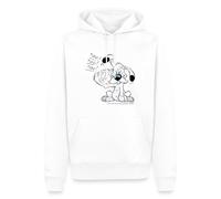 Spreadshirt Astérix & Obélix Idéfix Frappe Toc Toc Toc Sweat À Capuche Premium Homme, XS, Blanc