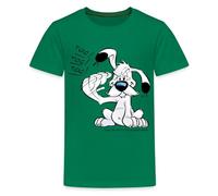 Spreadshirt Astérix & Obélix Idéfix Frappe Toc Toc Toc T Shirt Ado Premium, 158/164 (12 Ans), Vert