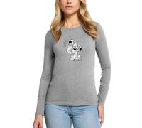 Spreadshirt Astérix & Obélix Idéfix Frappe Toc Toc Toc T Shirt Femme Manches Longues Premium, XS, Gris chiné