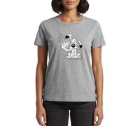 Spreadshirt Astérix & Obélix Idéfix Frappe Toc Toc Toc T Shirt Femme Premium, S, Gris chiné