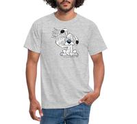 Spreadshirt Astérix & Obélix Idéfix Frappe Toc Toc Toc T Shirt Homme, XXL, Gris chiné