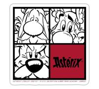 Spreadshirt Astérix & Obélix & Idéfix Portrait Avec Chien Autocollant Sticker, 10 x 10 cm, blanc mat